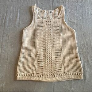 GAP Beige Knit Crochet Cream Tank Top